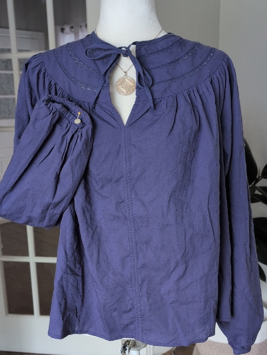 Universal Thread Tops - NWT Universal Thread Blue Crochet-Trim Peasant Blouse
